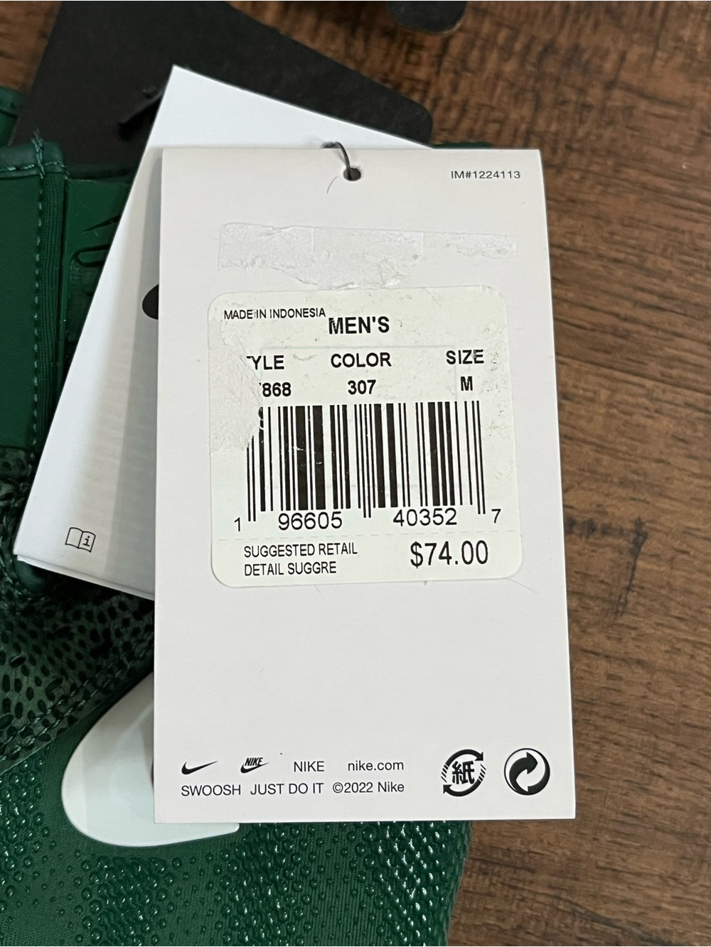 Nike Alpha Elite Baseball Batting Gloves ‘Green White’ (size mens M) - Picture 2 of 5